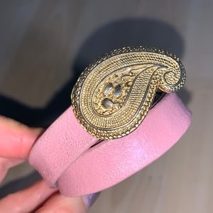 TANJAY Vintage Gold Paisley Thin Leather Belt